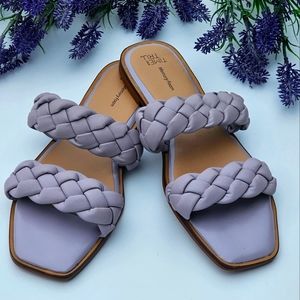 Time and Tru Lavender Braided Two Strap Memory Foam Slippers Size 10